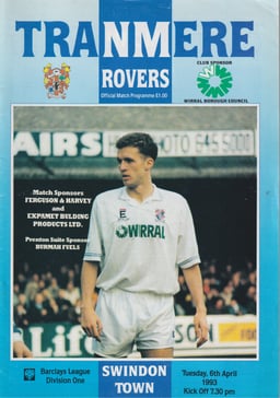 Tranmere Rovers v Swindon Town Match Programme 1993-04-06
